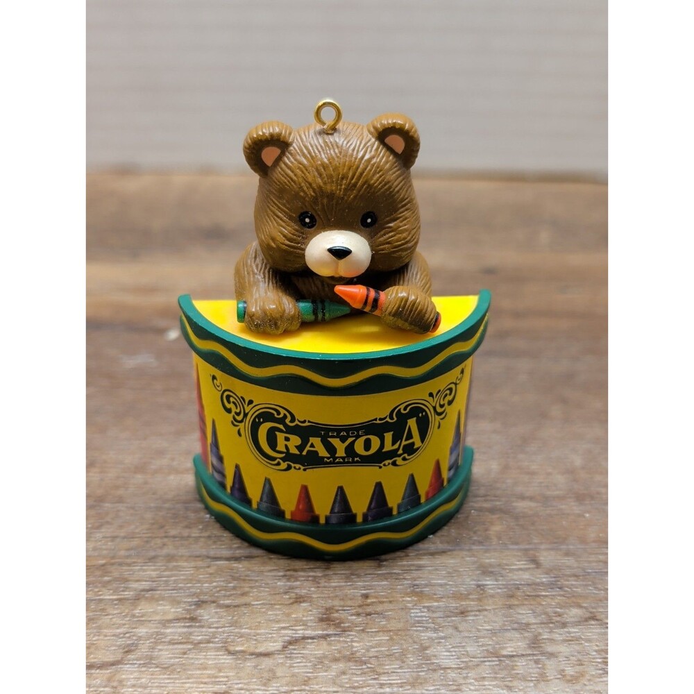 Vtg Crayola Crayons Teddy Bear Ornament Plastic 3.25" Binney & Smith Hallmark